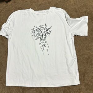 white flower tee